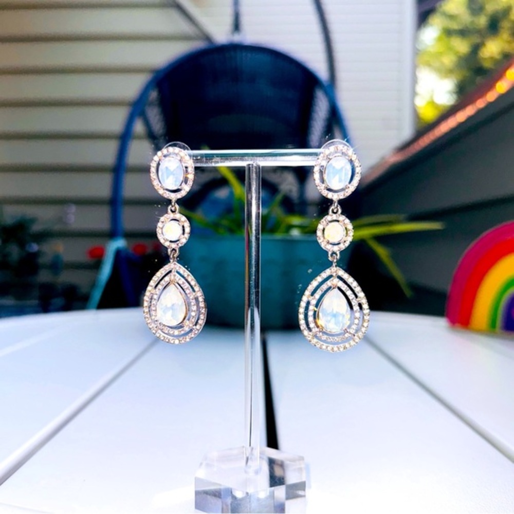 Opalite and rhinestone earrings
